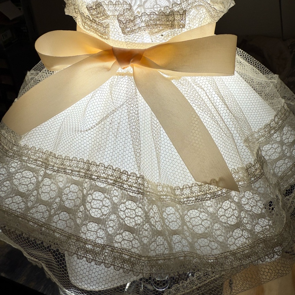 Vintage Lace Dress Table Lamp with Bow